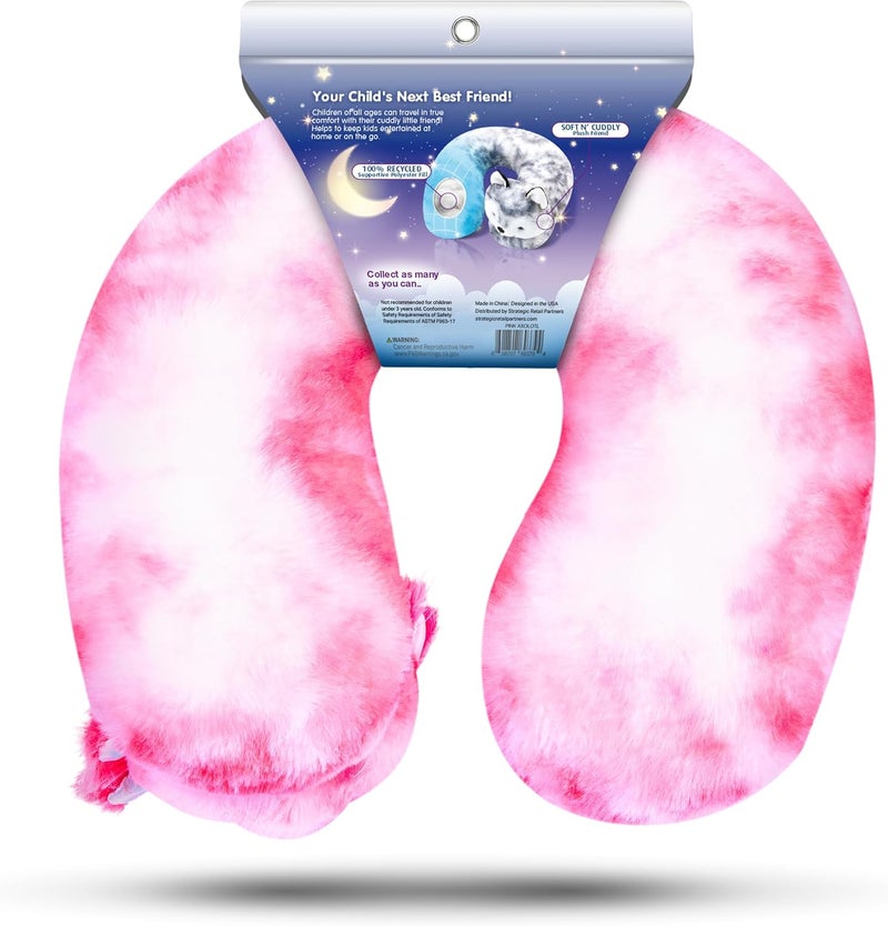 Cloudz Kids Super Soft N' Cuddly Animal Airplane Travel Neck Pillow! Keep Children Comfy and Supported with a Buddy While Traveling or just Resting at Home - Pink Axolotl - Image 4